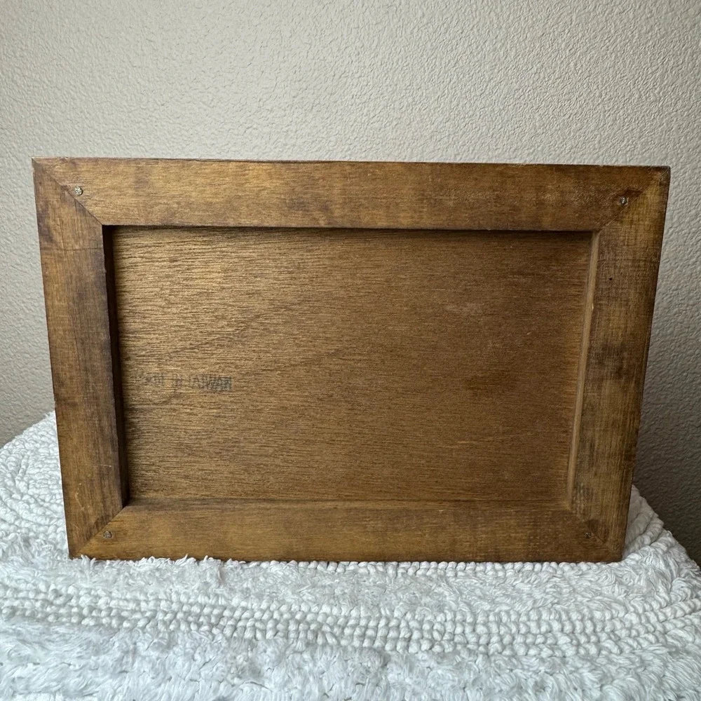 Vintage Wood Jewelry Box Brown Faux Leather Studded Valet Organizer MCM